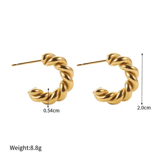 ステンレス304 低ニッケル 水に濡れても錆びにくい 18Kゴールドメッキ ピアス フープ ツイスト 【YJ01399】