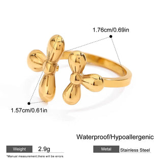 ステンレス304 低ニッケル 水に濡れても錆びにくい 18Kゴールドメッキ リング フラワー 花 【YJ01578】
