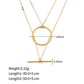 ステンレス304 低ニッケル 水に濡れても錆びにくい 18Kゴールドメッキ ネックレス サークル【YJ03913】