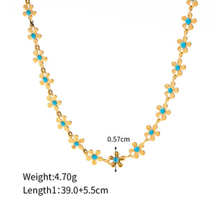 ステンレス304 低ニッケル 水に濡れても錆びにくい 18Kゴールドメッキ ネックレス フラワー 花 エナメル 【YJ03426】