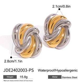 ステンレス304 ニッケルフリー 水に濡れても錆びにくい 18Kゴールドメッキ チャンキー ピアス 【YJ00911】