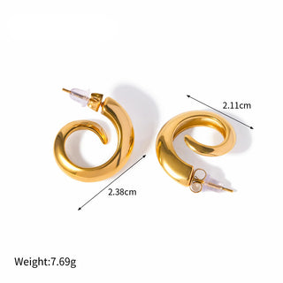 ステンレス304 低ニッケル 水に濡れても錆びにくい 18Kゴールドメッキ ピアス スパイラル フープ 【YJ03063】