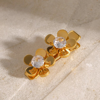 ステンレス304 低ニッケル 水に濡れても錆びにくい 18Kゴールドメッキ ヘアアクセサリー 花 フラワー 【YJ01869】