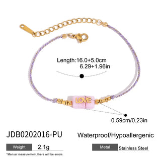 ステンレス304 低ニッケル 水に濡れても錆びにくい 18Kゴールドメッキ ブレスレット LOVE【YJ01174】