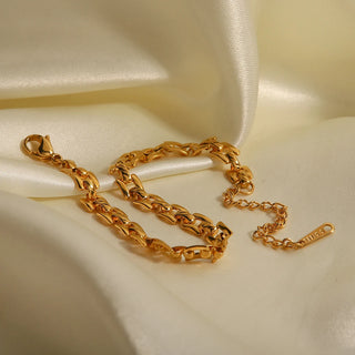 ステンレス304 低ニッケル 水に濡れても錆びにくい 18Kゴールドメッキ ブレスレット 【YJ01693】