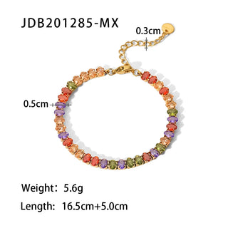 ステンレス304 低ニッケル 水に濡れても錆びにくい 18Kゴールドメッキ ブレスレット ジルコニア 【YJ03624】