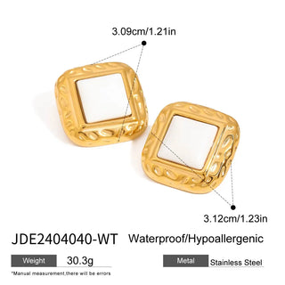 ステンレス304 低ニッケル 水に濡れても錆びにくい 18Kゴールドメッキ ピアス スクエア【YJ01274】