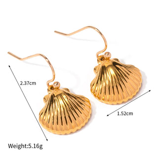 ステンレス304 低ニッケル 水に濡れても錆びにくい 18Kゴールドメッキ ピアス シェル 貝殻  【YJ01826】