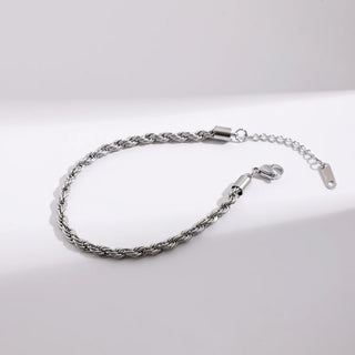 ステンレス304 ニッケルフリー 水に濡れても錆びにくい ロープ チェーン ツイスト ブレスレット【YJ00712】