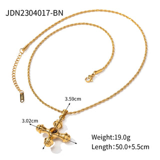 ステンレス304 低ニッケル 水に濡れても錆びにくい 18Kゴールドメッキ ピアス  クロス【YJ02522】