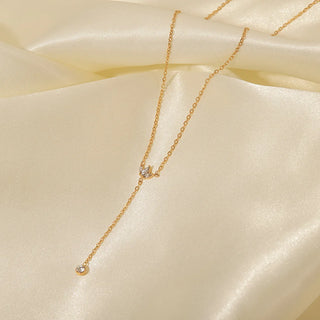 ステンレス304 低ニッケル 水に濡れても錆びにくい 18Kゴールドメッキ ネックレス  ジルコニア 【YJ02430】
