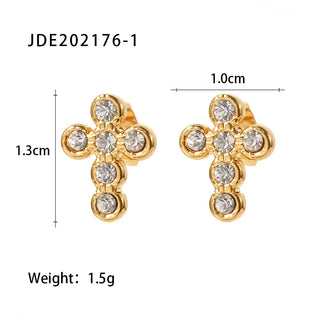 ステンレス304 低ニッケル 水に濡れても錆びにくい 18Kゴールドメッキ ピアス クロス パール 【YJ03644】