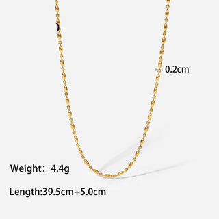 ステンレス304 低ニッケル 水に濡れても錆びにくい 18Kゴールドメッキ ネックレス チェーン【YJ01632】