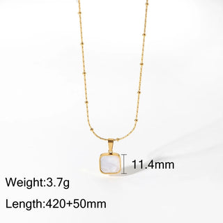 ステンレス304 低ニッケル 水に濡れても錆びにくい 18Kゴールドメッキ ネックレス チェーン シェル  スクエア 【YJ03928】