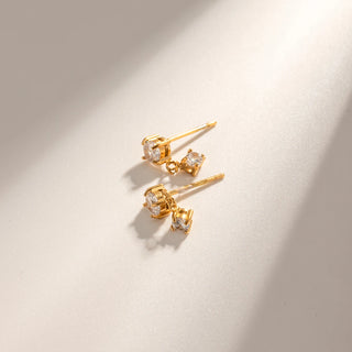 ステンレス304 低ニッケル 水に濡れても錆びにくい 18Kゴールドメッキ ピアス ジルコニア 【YJ02363】