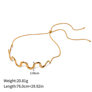 ステンレス304 ニッケルフリー 水に濡れても錆びにくい チャンキー チョーカー ネックレス ウェーブ【YJ00890】