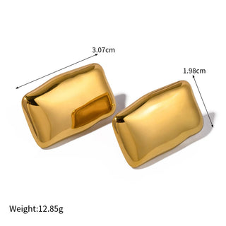 ステンレス304 低ニッケル 水に濡れても錆びにくい 18Kゴールドメッキ ピアス チャンキー スクエア【YJ03410】