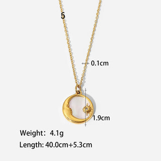 ステンレス304 低ニッケル 水に濡れても錆びにくい 18Kゴールドメッキ ネックレス チェーン シェル  月 【YJ01701】