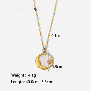 ステンレス304 低ニッケル 水に濡れても錆びにくい 18Kゴールドメッキ ネックレス シェル  月 【YJ03458】