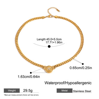 ステンレス304 低ニッケル 水に濡れても錆びにくい 18Kゴールドメッキ ネックレス ジルコニア 【YJ03144】