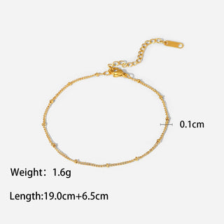 ステンレス304 低ニッケル 水に濡れても錆びにくい 18Kゴールドメッキ アンクレット チェーン 【YJ04016】