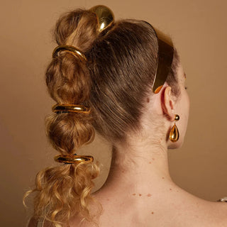 ステンレス304 低ニッケル 水に濡れても錆びにくい 18Kゴールドメッキ ヘアアクセサリー チャンキー 【YJ01866】