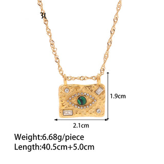 ステンレス304 低ニッケル 水に濡れても錆びにくい 18Kゴールドメッキ ネックレス 目 アイ ジルコニア 【YJ02806】