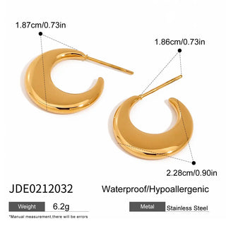 ステンレス304 ニッケルフリー 水に濡れても錆びにくい 18Kゴールドメッキ ピアス 月 【YJ00813】