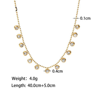 ステンレス304 低ニッケル 水に濡れても錆びにくい 18Kゴールドメッキ ネックレス チェーン  ジルコニア 【YJ03316】