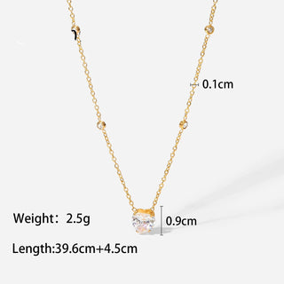 ステンレス304 低ニッケル 水に濡れても錆びにくい 18Kゴールドメッキ ネックレス チェーン ハート ジルコニア 【YJ03093】