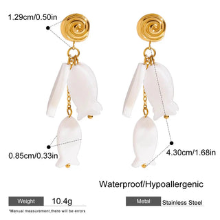ステンレス304 低ニッケル 水に濡れても錆びにくい 18Kゴールドメッキ ピアス シェル 貝殻 魚 フィッシュ 【YJ01572】