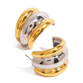 ステンレス304 低ニッケル 水に濡れても錆びにくい 18Kゴールドメッキ ピアス チャンキー ハート 【YJ03166】