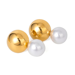 ステンレス304 低ニッケル 水に濡れても錆びにくい 18Kゴールドメッキ ピアス パール ボール 【YJ03159】
