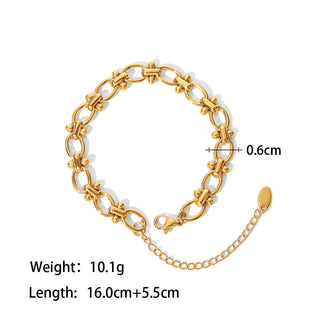 ステンレス304 低ニッケル 水に濡れても錆びにくい 18Kゴールドメッキ ブレスレット チェーン 【YJ01346】