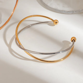 ステンレス304 低ニッケル 水に濡れても錆びにくい 18Kゴールドメッキ ブレスレット 【YJ01489】