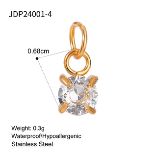 ステンレス304 低ニッケル 水に濡れても錆びにくい 18Kゴールドメッキ チャーム ジルコニア 誕生石 【YJ01953】