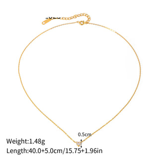 ステンレス304 低ニッケル 水に濡れても錆びにくい 18Kゴールドメッキ ネックレス ハート ジルコニア 【YJ02361】