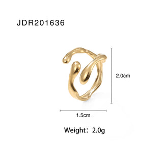 ステンレス304 低ニッケル 水に濡れても錆びにくい 18Kゴールドメッキ リング 【YJ02502】