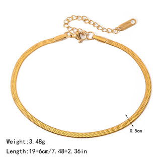 ステンレス304 低ニッケル 水に濡れても錆びにくい 18Kゴールドメッキ アンクレット スネークチェーン 【YJ01352】