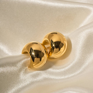 ステンレス304 低ニッケル 水に濡れても錆びにくい 18Kゴールドメッキ ピアス チャンキー フープ 【YJ03506】