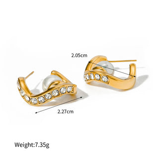 ステンレス304 低ニッケル 水に濡れても錆びにくい 18Kゴールドメッキ ピアス フープ  パール 【YJ02259】