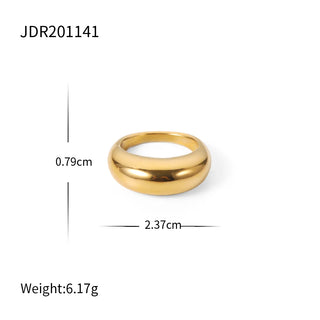 ステンレス304 低ニッケル 水に濡れても錆びにくい 18Kゴールドメッキ リング チャンキー 【YJ03432】