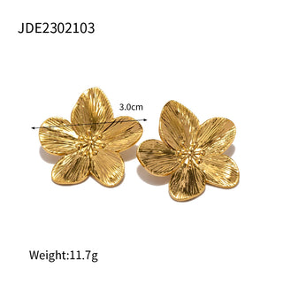 ステンレス304 低ニッケル 水に濡れても錆びにくい 18Kゴールドメッキ ピアス フラワー 花【YJ02616】