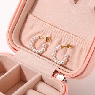 ステンレス304 低ニッケル 水に濡れても錆びにくい 18Kゴールドメッキ ピアス フープ パール 【YJ01741】