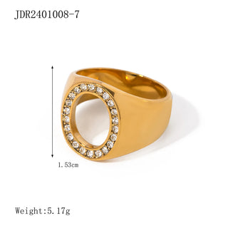 ステンレス304 低ニッケル 水に濡れても錆びにくい 18Kゴールドメッキ リング ジルコニア 【YJ02315】