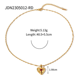 ステンレス304 低ニッケル 水に濡れても錆びにくい 18Kゴールドメッキ ネックレス ジルコニア ハート 【YJ03830】