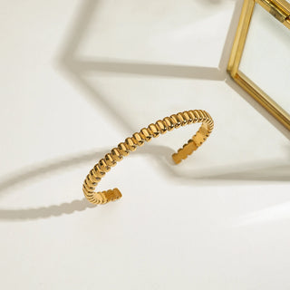 ステンレス304 ニッケルフリー 水に濡れても錆びにくい 18Kゴールドメッキ ブレスレット バングル【YJ00373】