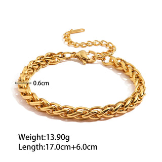 ステンレス304 低ニッケル 水に濡れても錆びにくい 18Kゴールドメッキ ブレスレット チャンキー 【YJ01691】