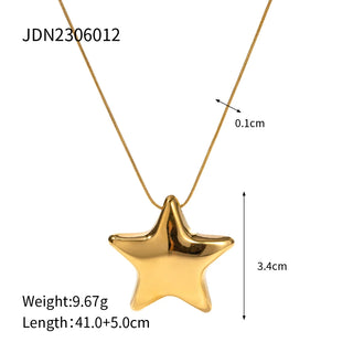ステンレス304 低ニッケル 水に濡れても錆びにくい 18Kゴールドメッキ ネックレス スター 星 【YJ02941】