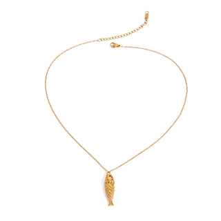 ステンレス304 低ニッケル 水に濡れても錆びにくい 18Kゴールドメッキ ネックレス チェーン 魚 フィッシュ 【YJ02578】